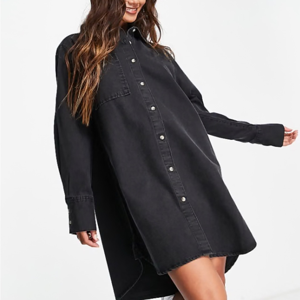 ASOS Black Denim Shirt Dress